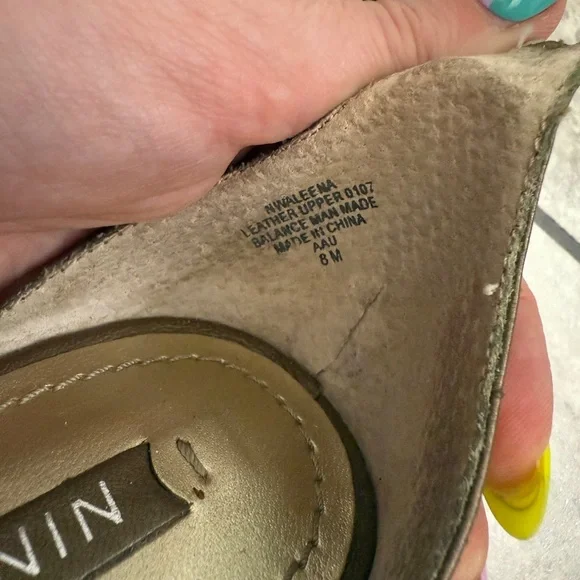 Nine West - Beige Leather Peep Toe Stiletto w Ankle Strap - size 8 - Vintage - Picture 9 of 10